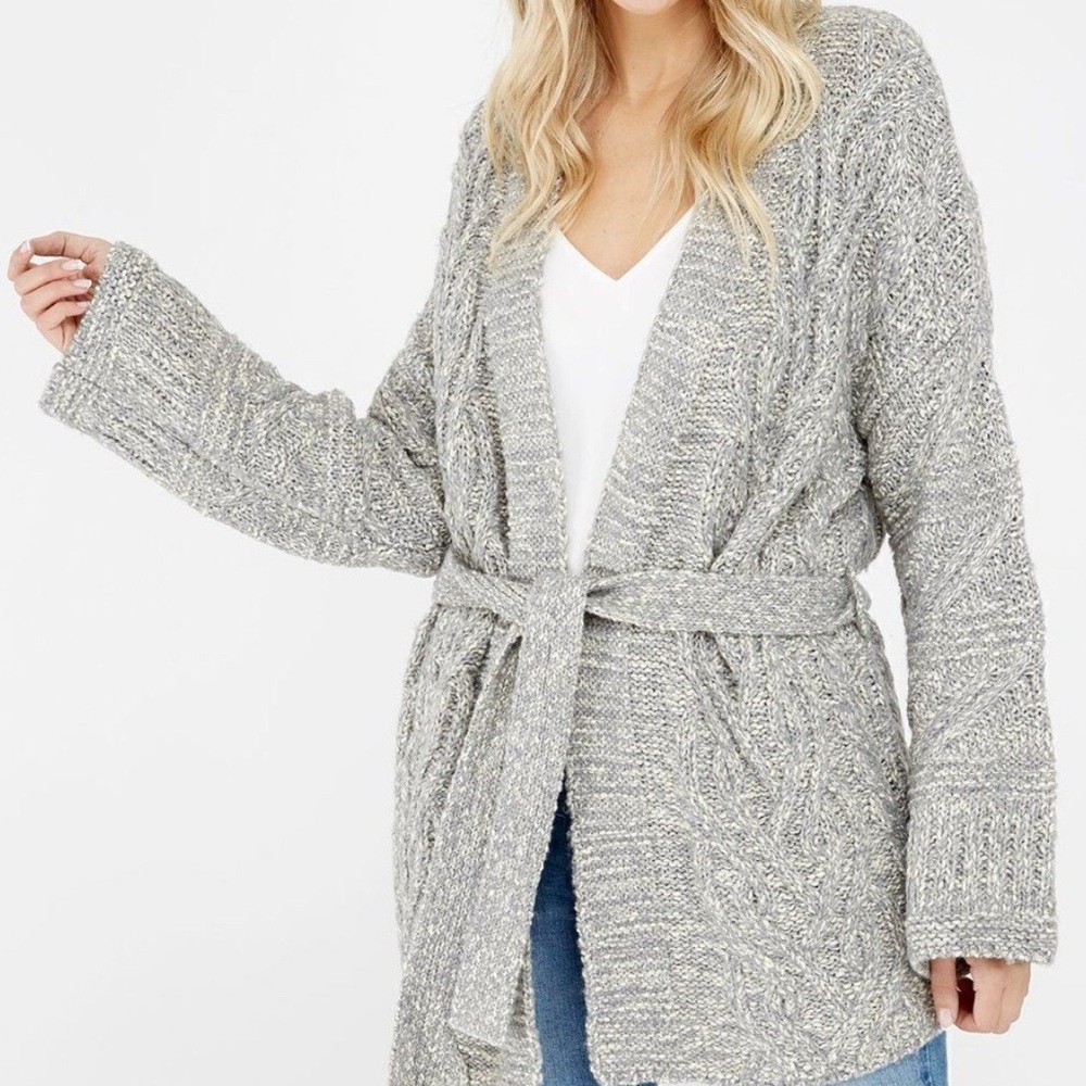 Kismet Women's Light Gray Belted Cardigan XS